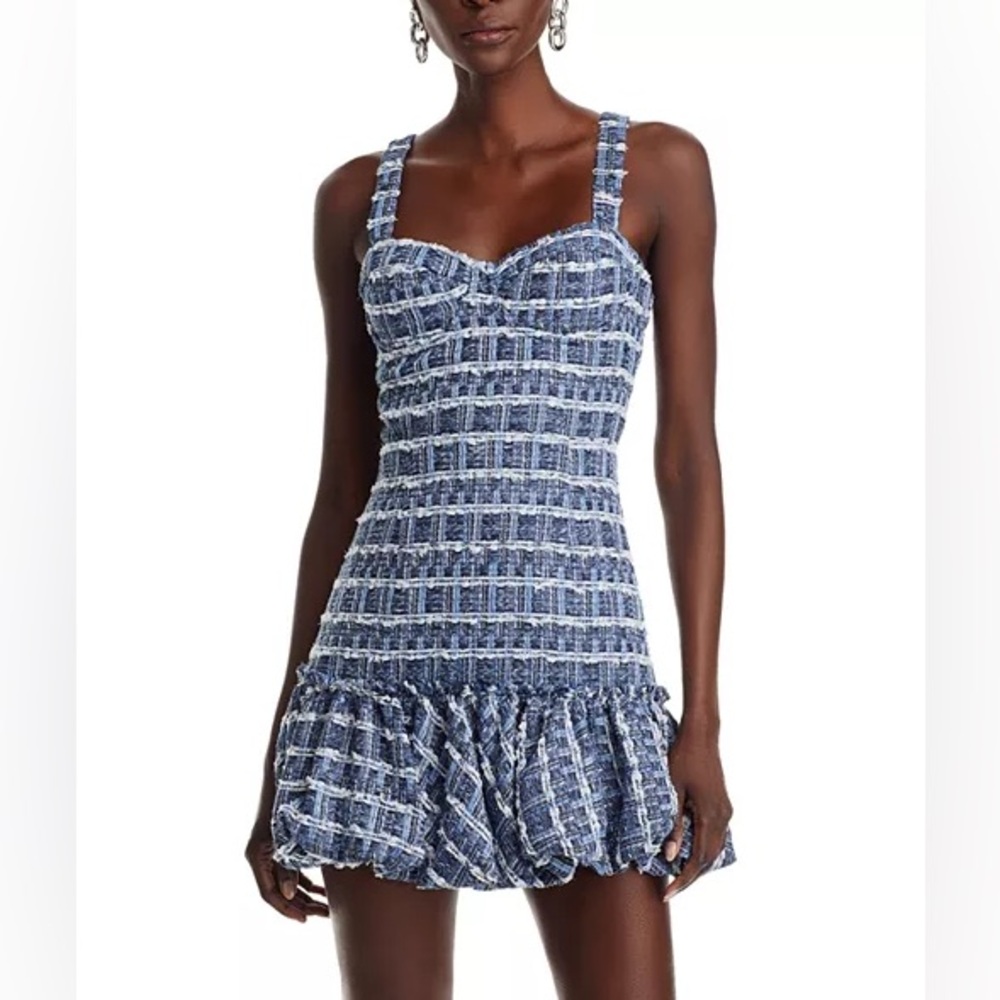 Aqua Navy and White Tweed Dress